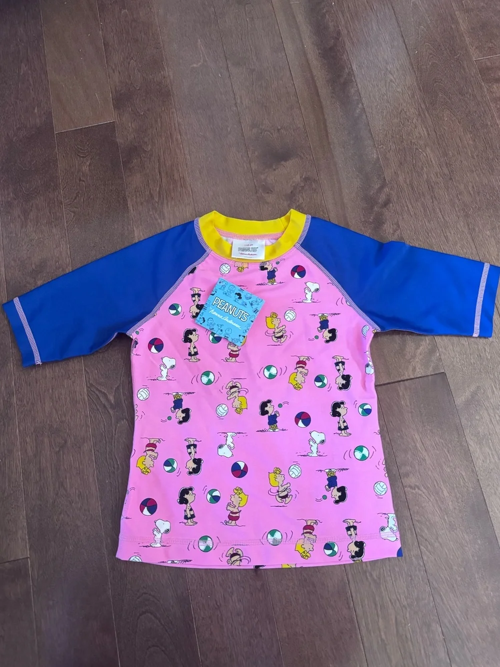 Brand New Hanna Andersson Peanuts Kids' Pink & Blue Rash Guard size 110 (5)